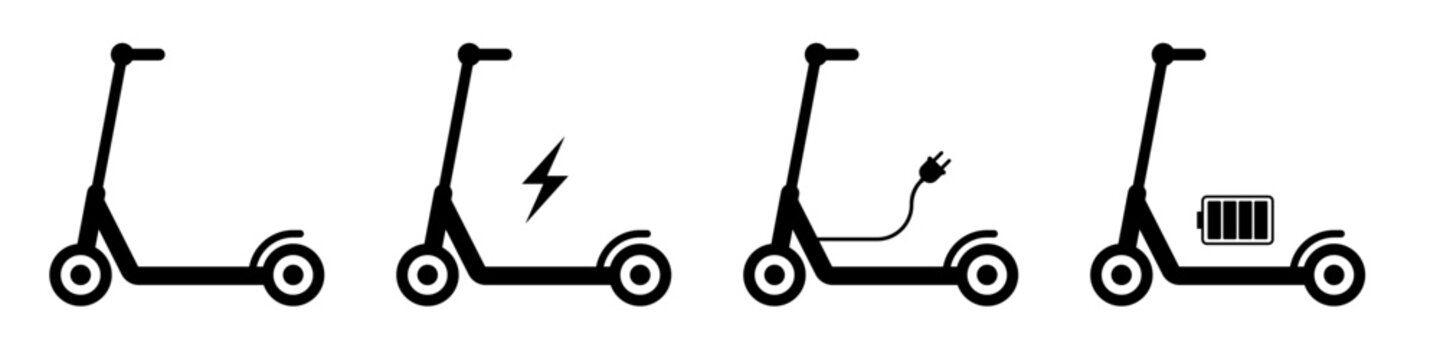 Electro scooter icon set. eco transport
