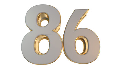 gold 3d number 86