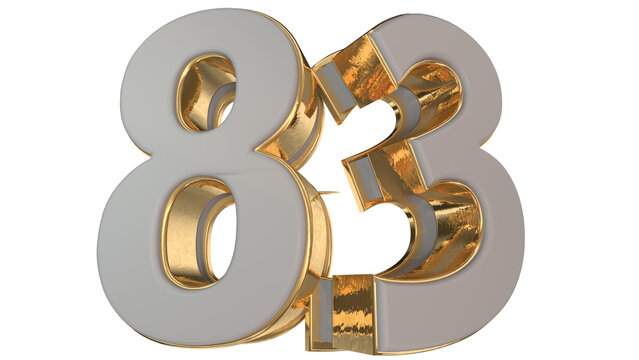 gold 3d number 83