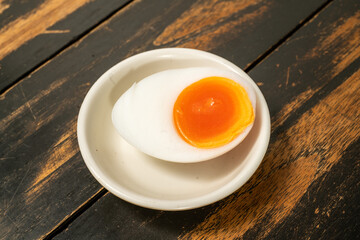 boiled eggs in a black bowl