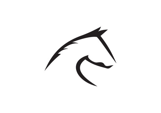 horse head logo design. linear style simple icon vector illustration.