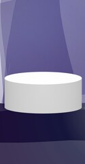 3d rendering of white round podium for mock up presentation. Abstract background.