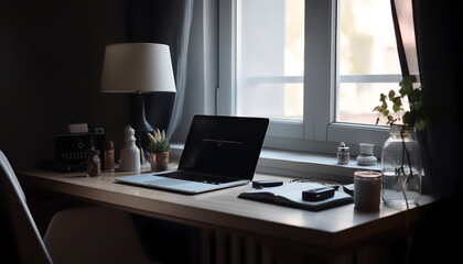 Welcome to the home office desk, where a laptop screen becomes your window to a world of knowledge and online learning. 