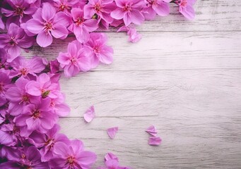 Naklejka na ściany i meble violet lilac flowers on wooden background