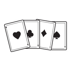 Playing cards. Icons in a flat, contoured, thin and linear design. A simple icon on a white background. Conceptual illustration for a website, application. Sign, symbol, emblem.