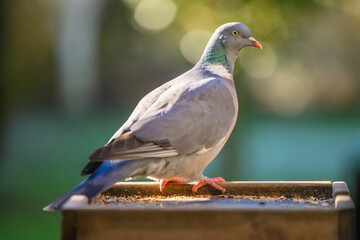 Closeup of a pigeon isolated on a blurred background