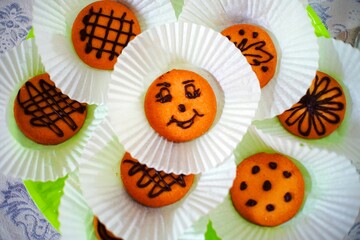 Closeup shot of orange decorative biscuits