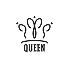 Vector Line Art Crown for Queen King Princess Royal luxury elegant logo design