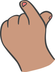 Cute simple girl power mini heart hand gesture drawing doodle cartoon outline