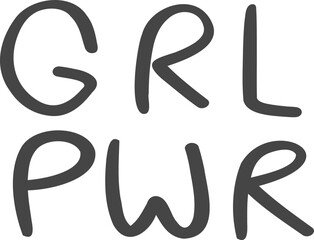 Cute simple girl power lettering word drawing doodle cartoon outline