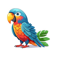 Fototapeta premium Feathered Delight: Charming Parrot Illustration in 2D