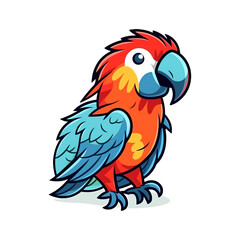 Feathered Delight: Charming Parrot Illustration in 2D