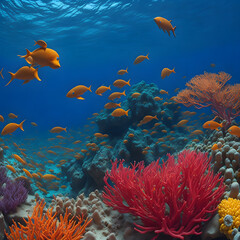 Fototapeta na wymiar Enchanting beauty of underwater flora and fauna in a vibrant coral reef ecosystem. Generated AI. 