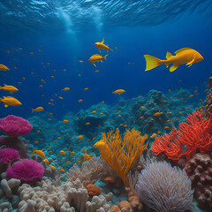 Enchanting beauty of underwater flora and fauna in a vibrant coral reef ecosystem. Generated AI. 