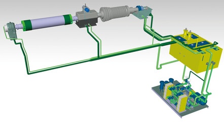 Journal bearing turbine 3D illustration