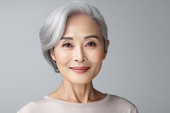 Beautiful chinese adult woman portrait on a white background made with Generative AI technology