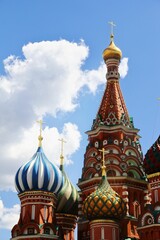 Fototapeta na wymiar Towers of the Saint Basil's Cathedral in Moscow, Russia