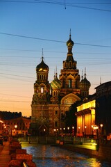 Church of the Savior on Blood in Saint Petersburg, Russia in the evening
