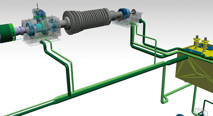 Journal bearing turbine 3D illustration