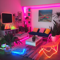 Modern neon room design