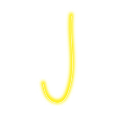 Neon letter J on transparent background