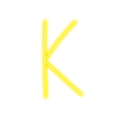 Neon letter K on transparent background