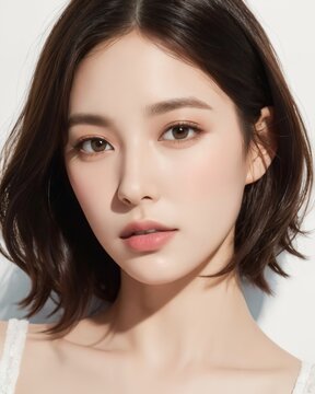 Portrait of beautiful japanese women with white background by generative AI