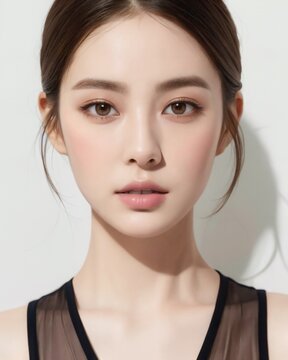 Portrait of beautiful japanese women with white background by generative AI