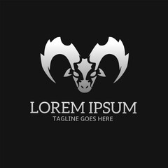 Illustration vector graphic of template logo head goat silver color 