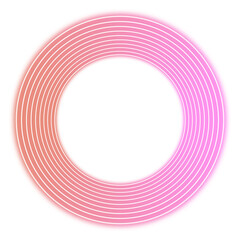 Neon circle frame png. Glowing pink frame on transparent background.