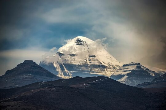 Beautiful shot of the snowy Mount Kailash in Taqin County, Ali Prefecture, Tibet, China