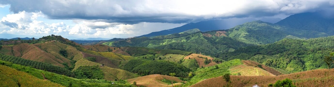 panorama of the mountains in nan thailand