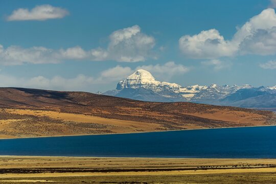 Beautiful shot of the snowy Mount Kailash in Taqin County, Ali Prefecture, Tibet, China
