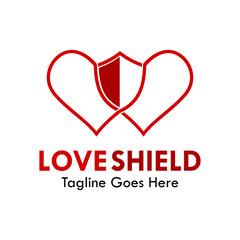 Love shield design logo template illustration
