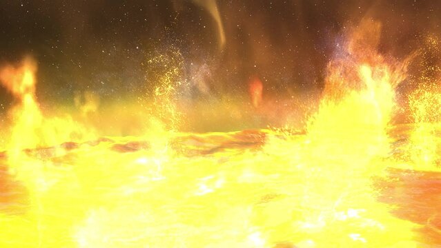 The sun surface with lava magma and massive explosions
3D rendering over the sun lava with hot steam and explosions,4K
