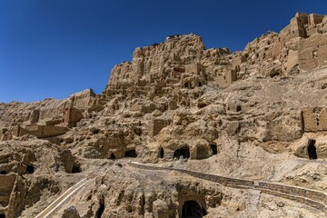 Interior of Guge Dynasty Relics on a sunny day in Tibet, China