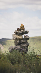 Stack of stones up in the mountains