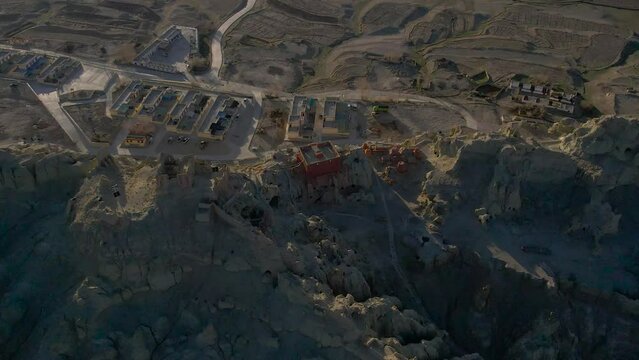 Aerial movement around Piyang Dongga ruins in Zhada