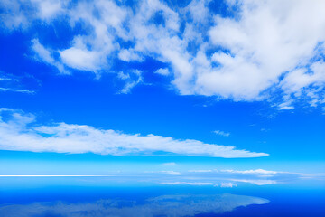 Fototapeta na wymiar Blue sky background with tiny clouds. panorama.