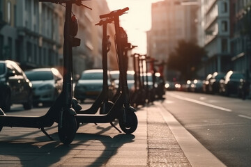 Naklejka na ściany i meble Electric scooter, eco alternative transport, AI Generated