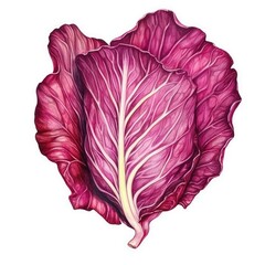 Fototapeta premium Cabbage in watercolor style with ink outline on white background (generative AI)