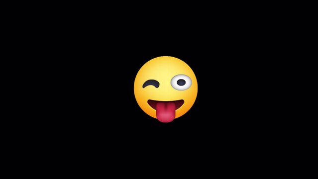 Face animated emoji. Crazy face flat animated emoji reaction. Alpha channel.