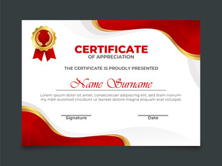 Minimalist certificate in red color