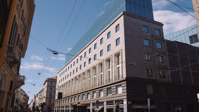 Contemporary Architecture Of Armani Hotel In Milan City, Italy. Tilt-up