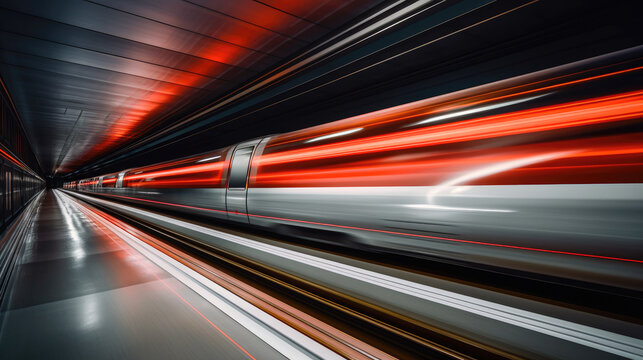 high-speed train in motion - Generative AI © Florian