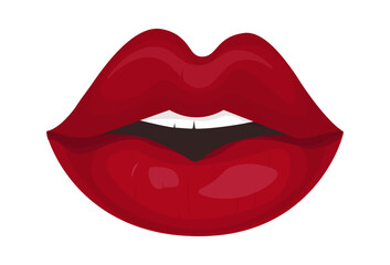 Red parted lips. Sexy lips, passion, desire. Vector illustration