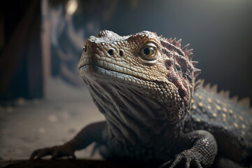 Fototapeta premium close up of a big iguana Generative AI