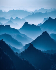 mountains in the fog