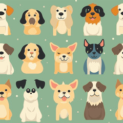 Cute dog for seamless pattern in hand draw doodle style and soft color 