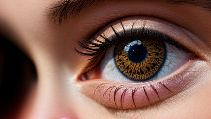 Fototapeta premium Brown eye close-up, Generative AI